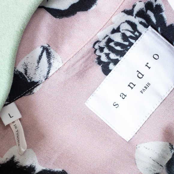 SANDRO Dusty Rose Pink Floral Print Short Sleeve - Picture 8 of 9